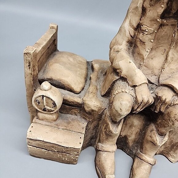 Vintage Shade Tree Creations 1981 Cowboy Bed Clock Figurine 9.5" Made in USA - Picture 4 of 9